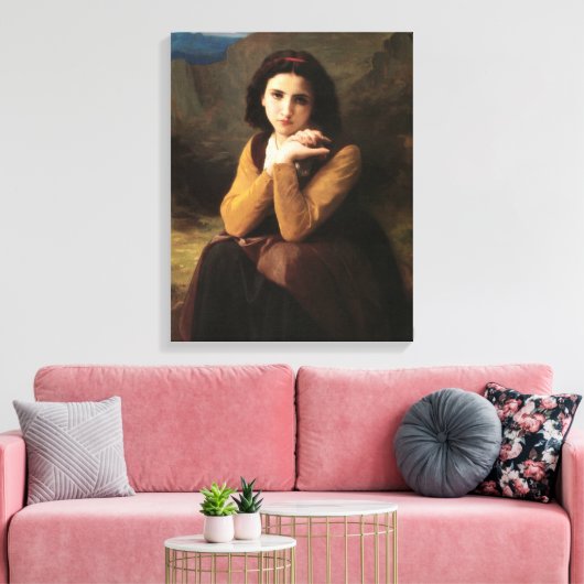 Mignon Innocence of Adolescent Girl, Bouguereau Canvas Afdruk (Insitu (Woonkamer))