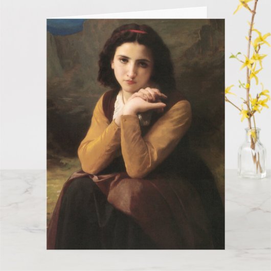 Mignon Innocence of Adolescent Girl, Bouguereau Kaart (Gele Bloem)
