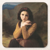 Mignon Innocence of Adolescent Girl, Bouguereau Vierkante Kartonnen Onderzetter (Voorkant)