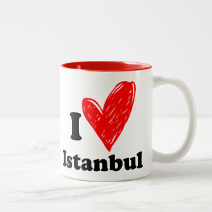 Mignon J'Aime Istanbul Turquie Mug Café Bicolore