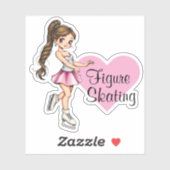 Mignon J'aime Sticker de patinage artistique (Feuille)