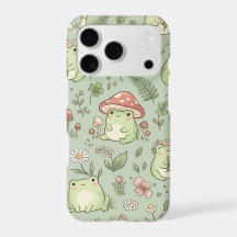 Mignon Kawaii Grenouille Champignon Sage Vert Cott