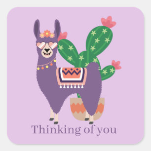 mignon lama penser à vous Sticker Carré