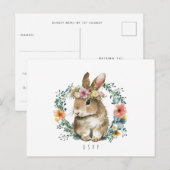 mignon lapin baby shower floral rsvp carte postale (Devant / Derrière)