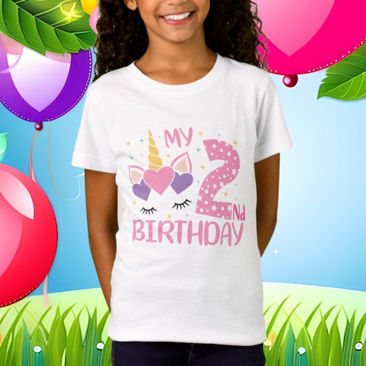 mignon licorne âge deux Anniversaire T-shirt