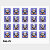 Mignon Manchot sur Autocollant Bleu (Feuille)