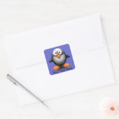Mignon Manchot sur Autocollant Bleu (Enveloppe)