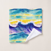 Mignon moderne soleil d'été coloré bleu jaune (Gant de toilette)