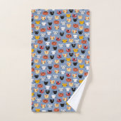 Mignon motif de visages de chatons drôles bleu (Serviette à main)