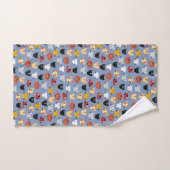 Mignon motif de visages de chatons drôles bleu (Serviette à main)