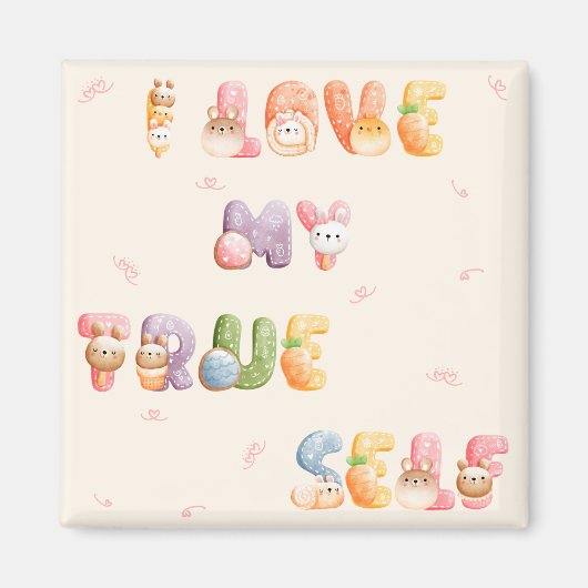 Mignon Motivation Positive | Aimant Carré (Devant)