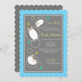 mignon mouton garçon baby shower invitation (Devant / Derrière)