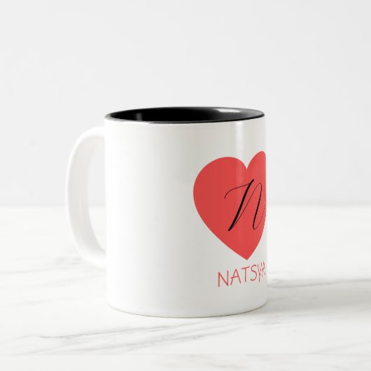 mignon nom du coeur initial café élégant Mug (Devant gauche)