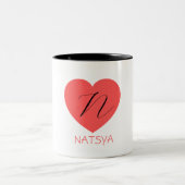 mignon nom du coeur initial café élégant Mug (Centre)