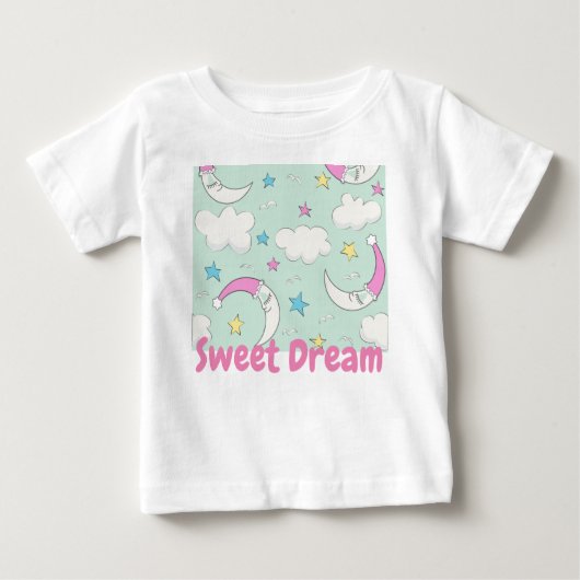 mignon nuage lune étoiles bébé t-shirt (Devant)
