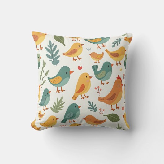 mignon oiseau motif coussin coussin (Recto)