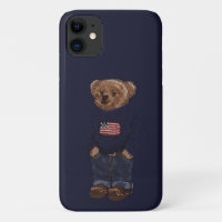 Mignon ours en peluche bleu marine Coque iPhone 11