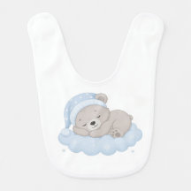 Mignon ours endormi sur un nuage bavoir bébé