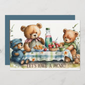 mignon ours pique-nique ajouter une invitation tex (Devant / Derrière)