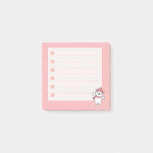 Mignon ours polaire d'hiver Post-it Note 3x3 liste