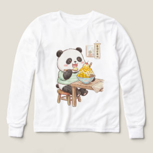 Mignon panda mangeant de la glace râpée de mangue