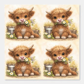 Mignon papier peint à motif bébé vache des Highlan (Recto)