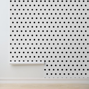 Mignon papier peint à pois noir et blanc à décolle