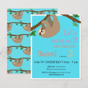 Mignon paresseux, invitation à une fête d'annivers
