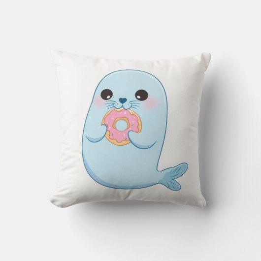 Mignon Phoque Bleu avec Coussin de Donut – Océan K (Recto)