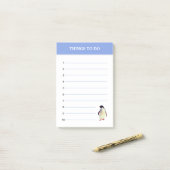 Mignon Pingouin & Choses à Faire Editable Post-it  (Sur un bureau)