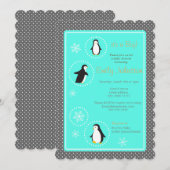 mignon pingouins garçon baby shower invitation (Devant / Derrière)