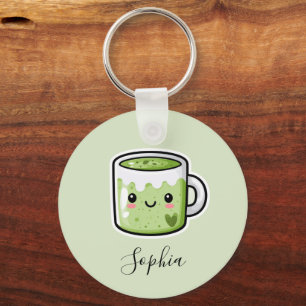 Mignon porte-clés personnalisé double face Matcha