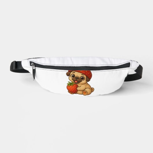 Mignon pug avec des fraises fruité dessin animé dr (Recto)