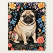 Mignon Pug Élégant Floral Coloré (Dos)
