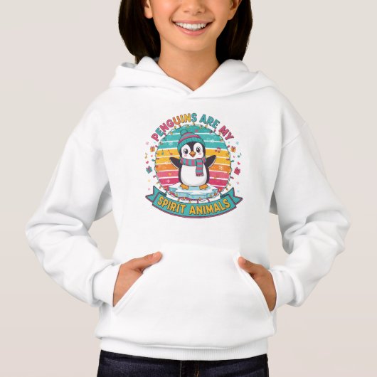 Mignon Pull à capuche Pingouin d'hiver (Devant)