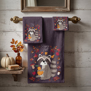 Mignon raton laveur d'automne avec texte personnal