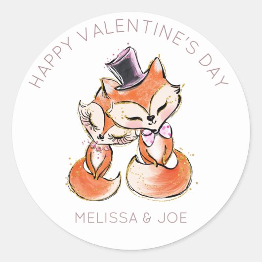 mignon renard valentine's day monogramme Sticker (Devant)