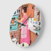 mignon rétro vintage dame Grande horloge (Angle)