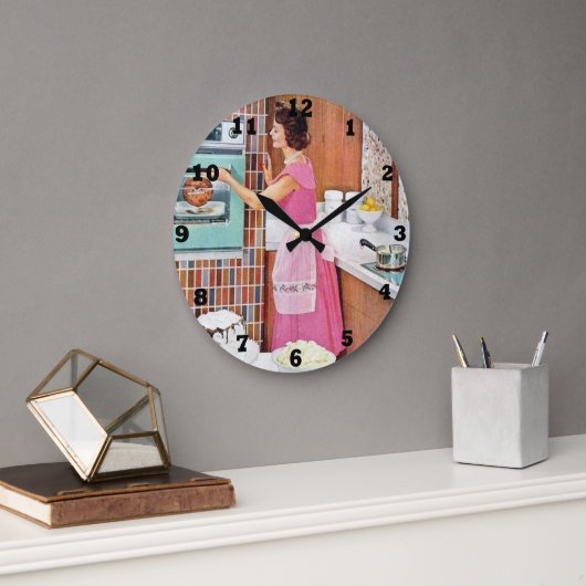 mignon rétro vintage dame Grande horloge (Bureau)