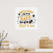 mignon ruche d'abeille mot d'accueil art Poster (Cuisine)