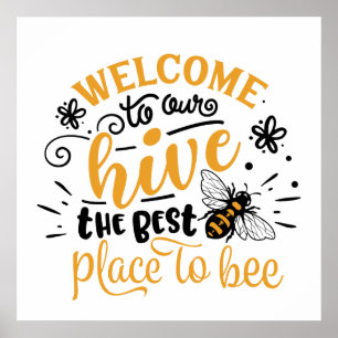 mignon ruche d'abeille mot d'accueil art Poster