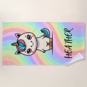 MIGNON ! 🦄 Serviette de plage licorne personnalis (Devant)