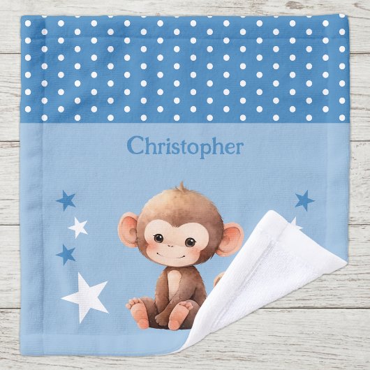 Mignon singe ajouter nom pois étoiles bleu