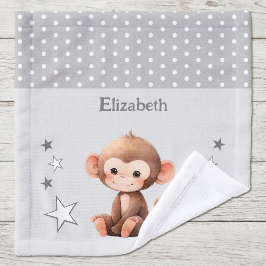 Mignon singe ajouter nom pois étoiles gris