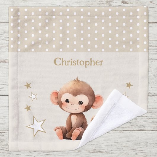 Mignon singe ajouter nom pois étoiles marron
