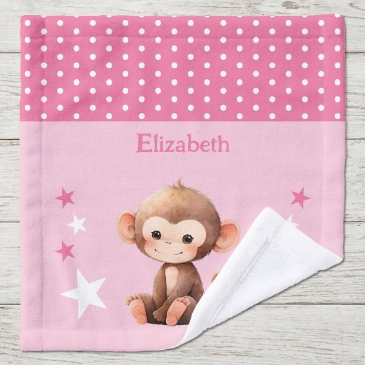 Mignon singe ajouter nom pois étoiles rose