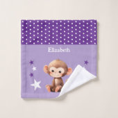 Mignon singe ajouter nom pois étoiles violet (Gant de toilette)