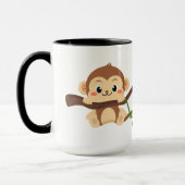 mignon singe monogramme ajouter nom Mug (Gauche)