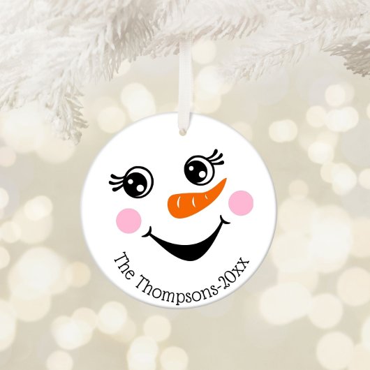 Mignon Snowman visage Ornement personnalisé