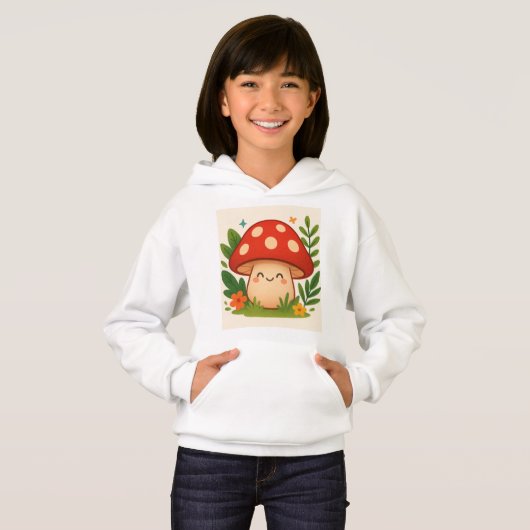Mignon sweat à capuche champignon pour enfants (Devant entier)